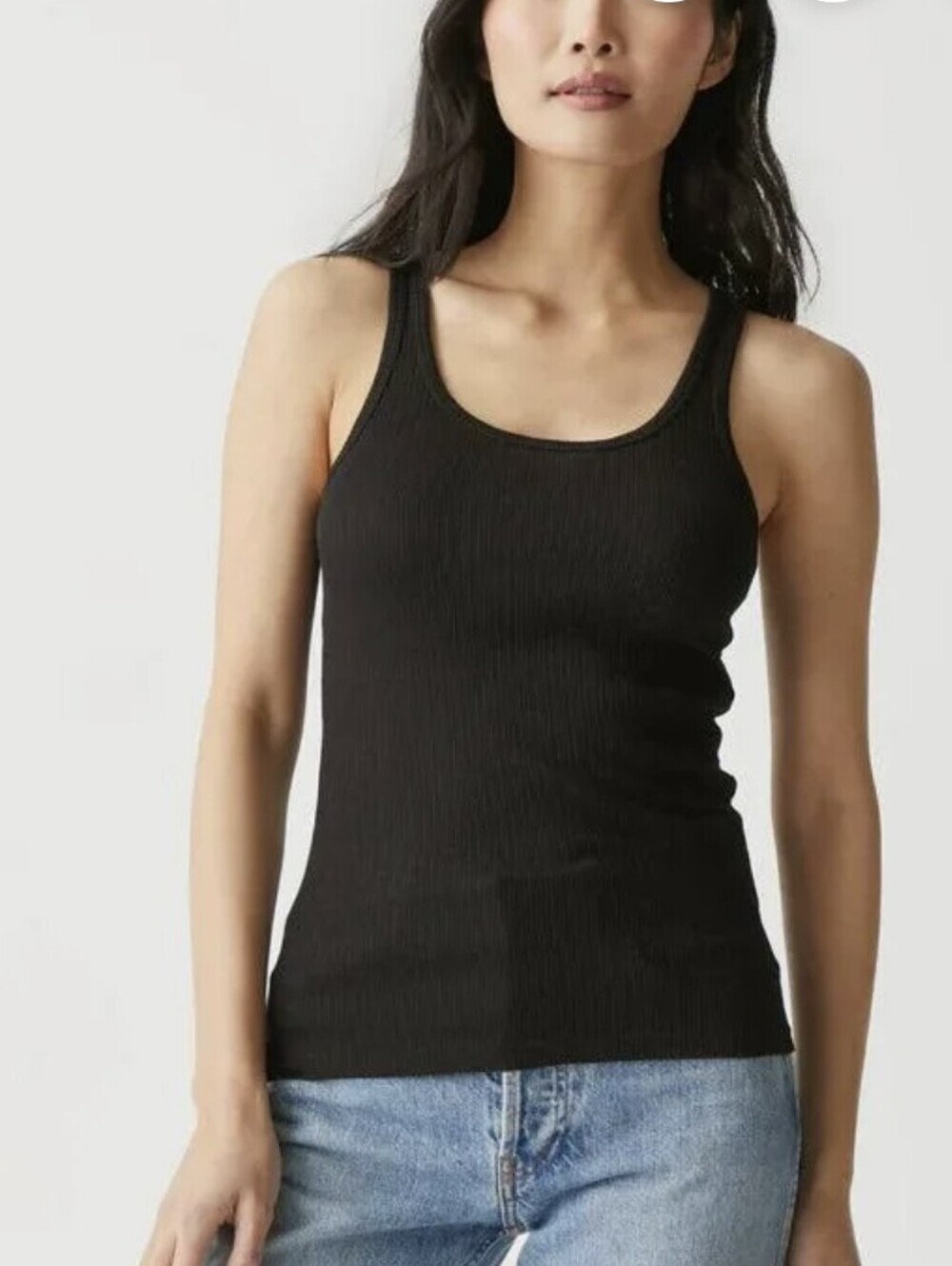 Michael Stars Boyfriend Ribbed Long Tank Top. Black. One size fits most